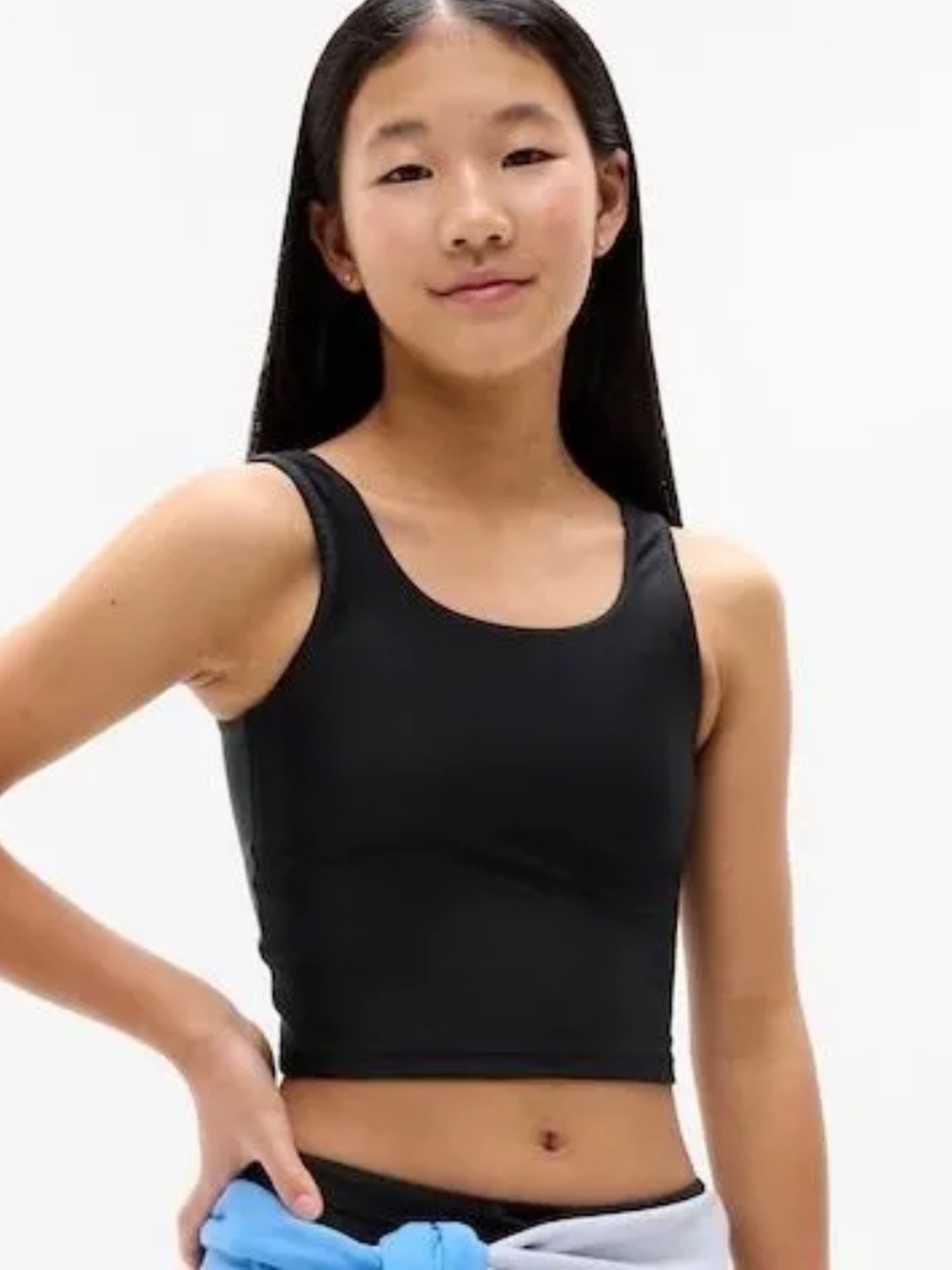 Athleta Girl Scoop Ribbed Longline Bra Black